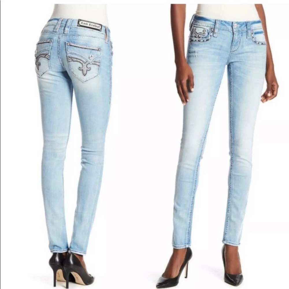 NWT ROCK REVIVAL JONI SKINNY JEANS 30 10 LONG